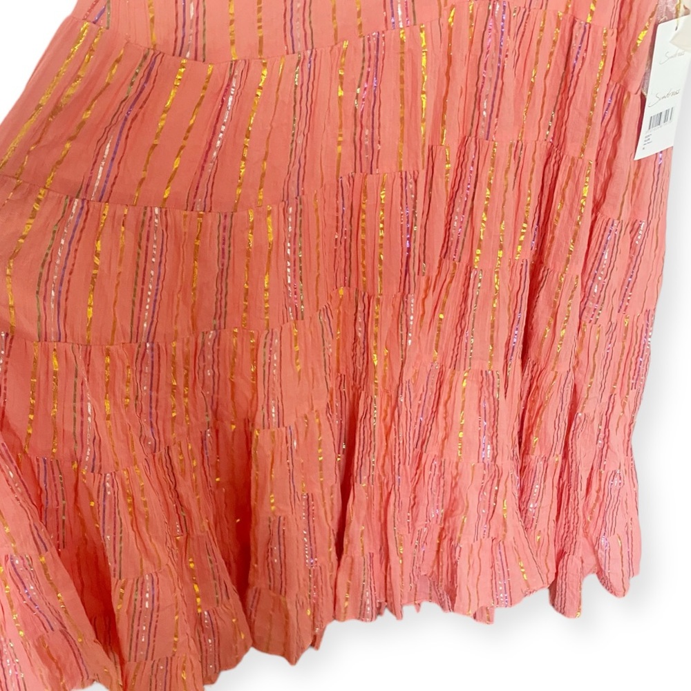 SUNDRESS Suzie Maxi Dress Sao Paolo Rainbow Metallic Stripe Bright Pink XL NWT - Picture 8 of 13